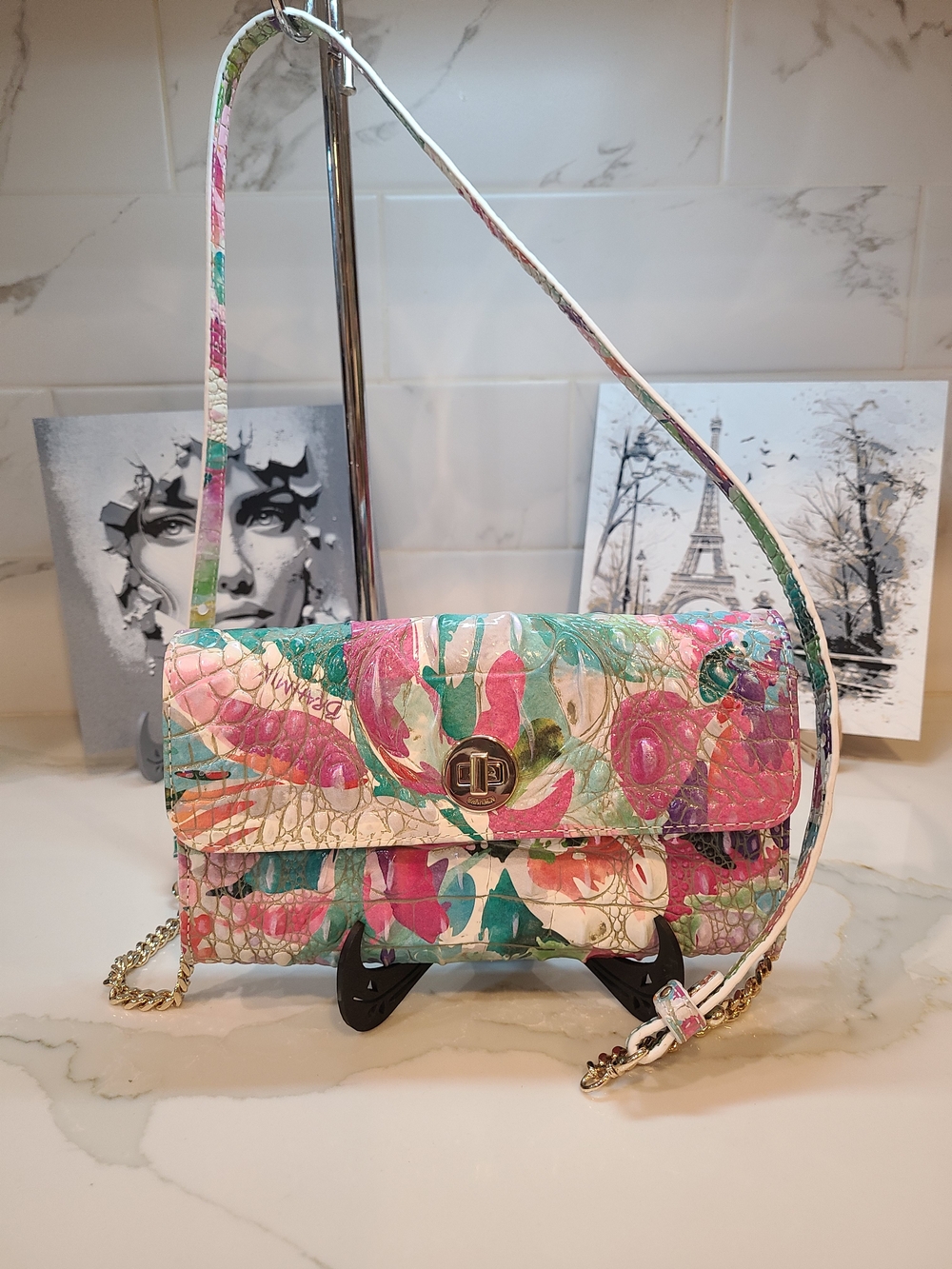 Brahmin Floral Polina Daylily Melbourne Crossbody Bag NWOT